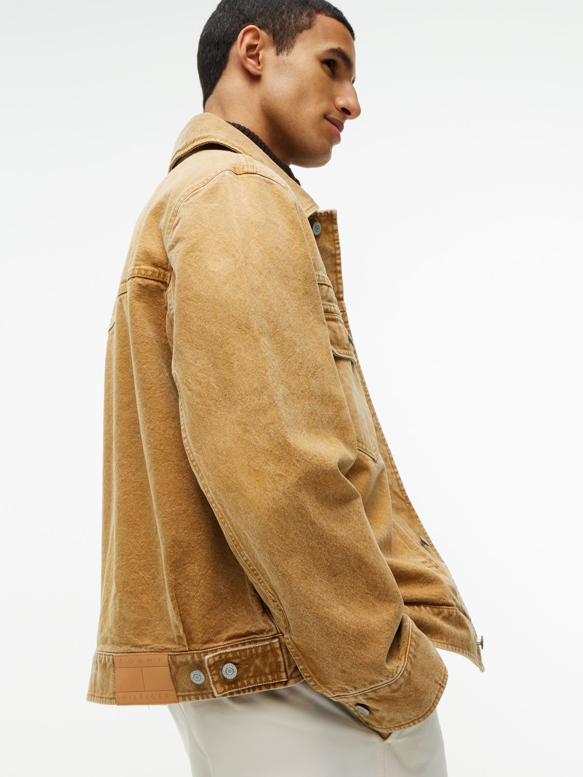 Garment-Dyed Denim Jacket — Washed Brown
