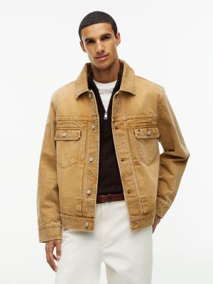 Garment-Dyed Denim Jacket, Washed Brown