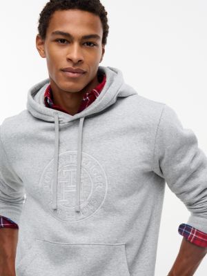 Мужское худи Tommy Hilfiger Embroidered Circle Logo, цвет: Серый — фото 3