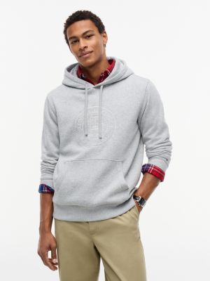 Embroidered Circle Logo Hoodie, Grey