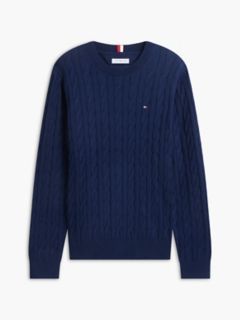 Cable Knit Crewneck Sweater — Carbon Navy 5