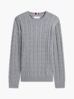 Cable Knit Crewneck Sweater — Medium Grey Heather 5