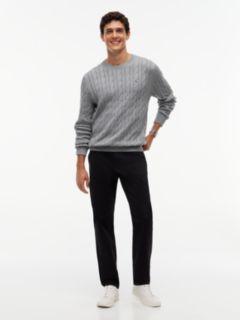 Cable Knit Crewneck Sweater — Medium Grey Heather 2