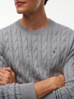 Cable Knit Crewneck Sweater — Medium Grey Heather 3