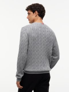 Cable Knit Crewneck Sweater — Medium Grey Heather 4