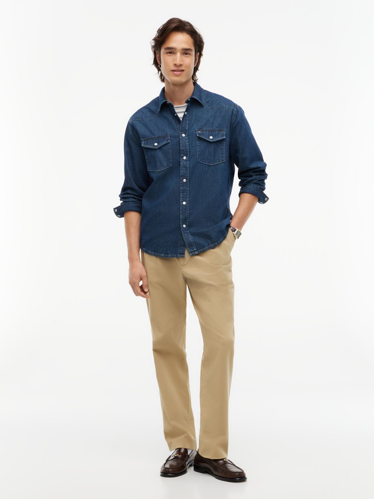 Regular Fit Denim Western Shirt — Dark Denim