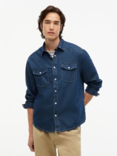 Regular Fit Denim Western Shirt — Dark Denim 1