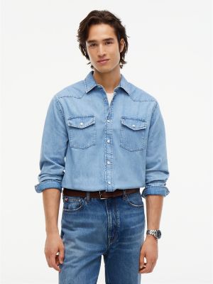 Regular Fit Denim Western Shirt, Med Bright