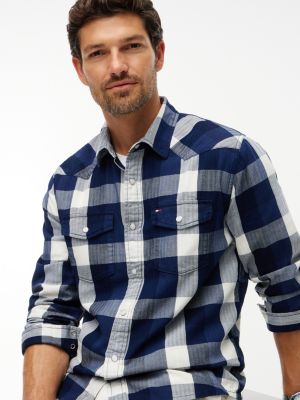 Мужские рубашки Tommy Hilfiger Regular Fit Check Denim Western Shirt — фото 3