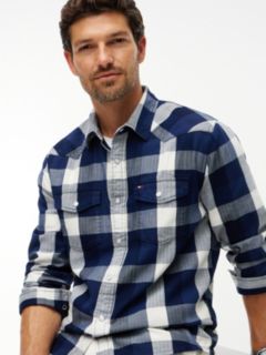 Regular Fit Check Denim Western Shirt — Plaid Weston 3