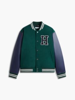 H-Logo Patch Padded Varsity Jacket — Ornamental Green 6