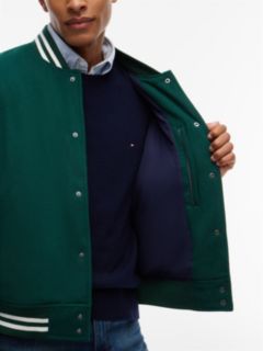 H-Logo Patch Padded Varsity Jacket — Ornamental Green 4