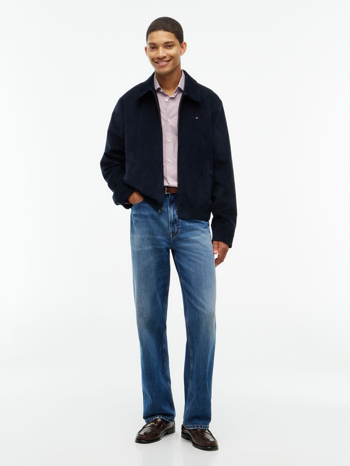 Stretch Corduroy Ivy Jacket — Navy Blue