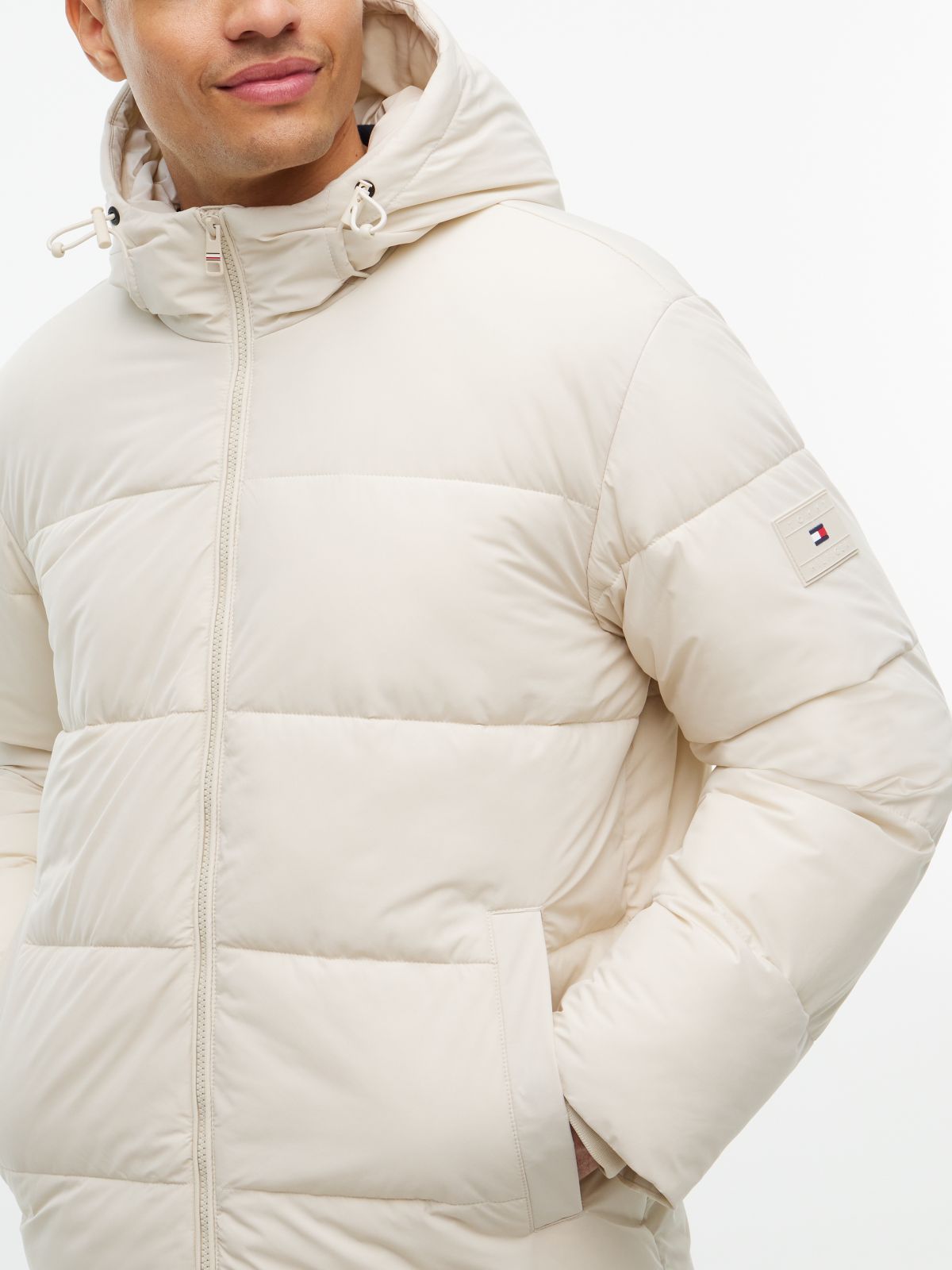 Waterproof Puffer Jacket — Newsprint Beige