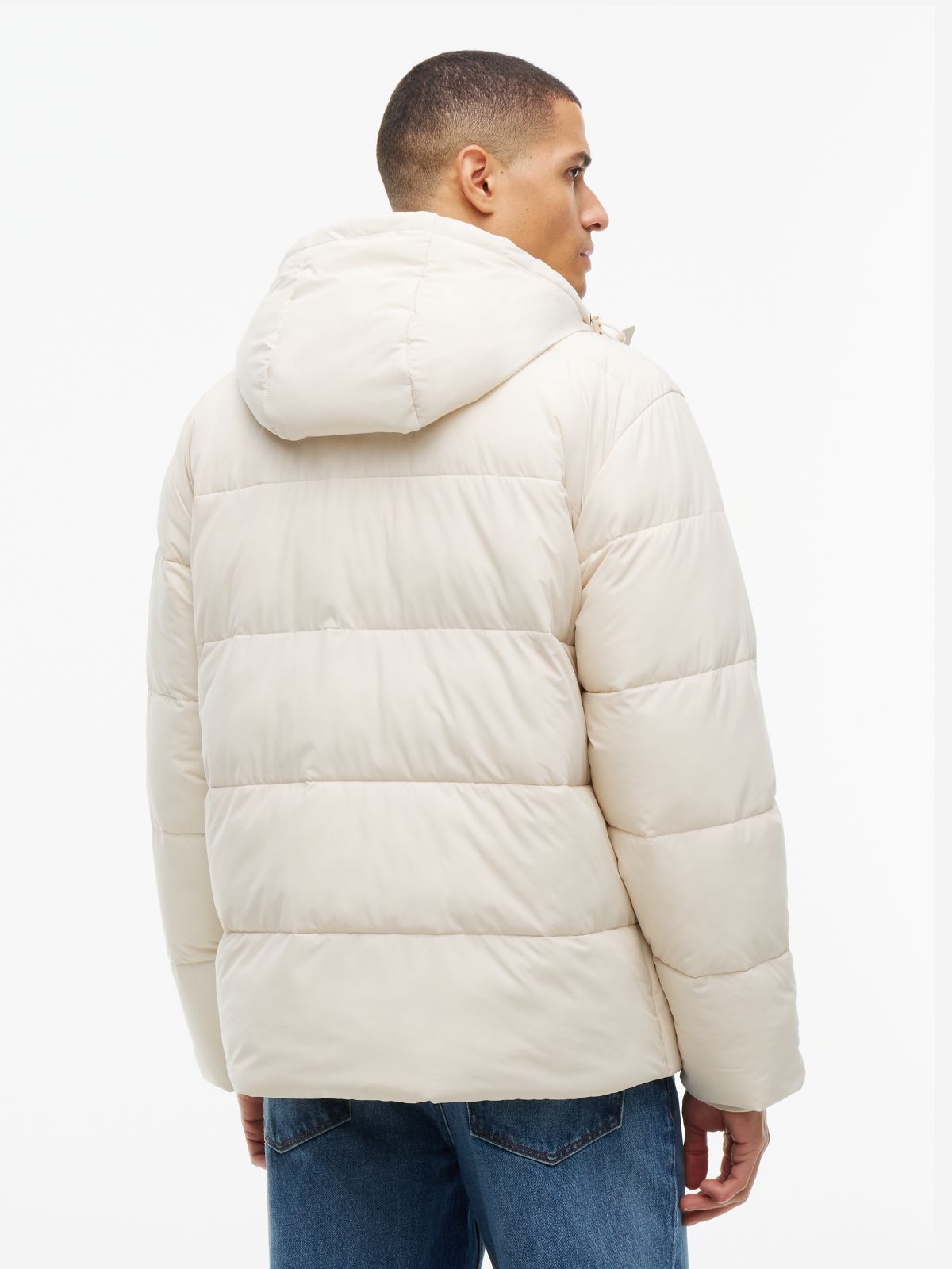 Waterproof Puffer Jacket — Newsprint Beige