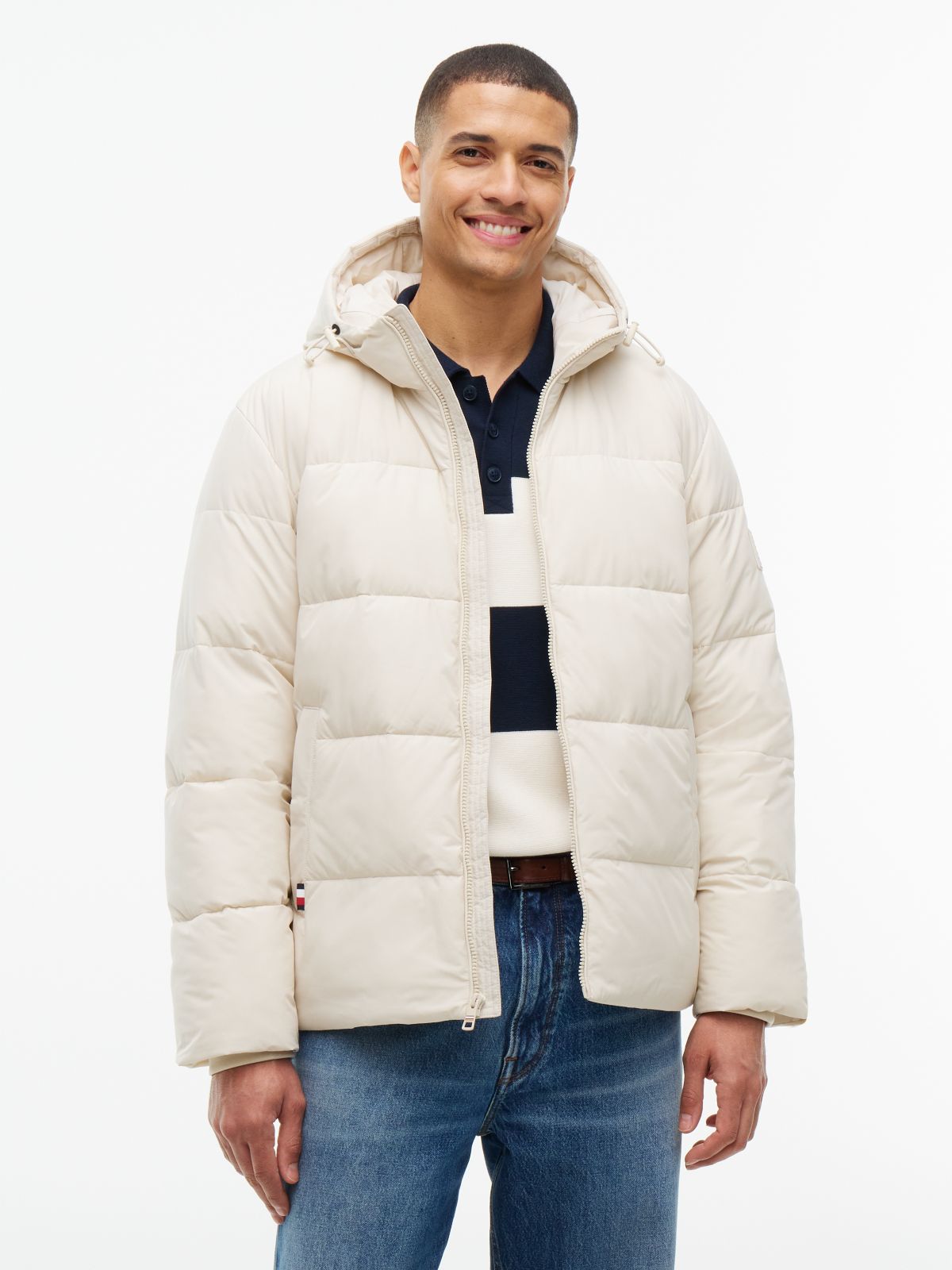 Waterproof Puffer Jacket — Newsprint Beige