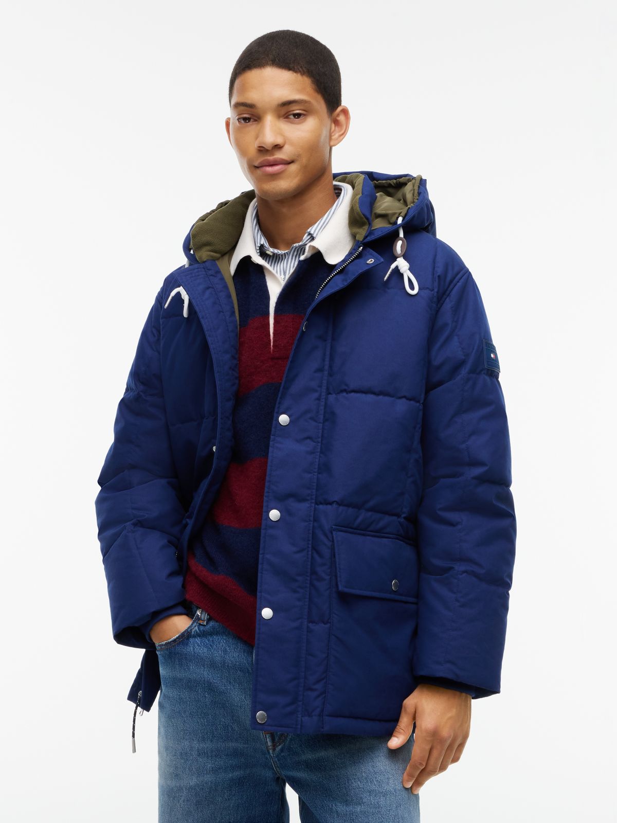 Water-Repellent Puffer Parka — Preppy Navy
