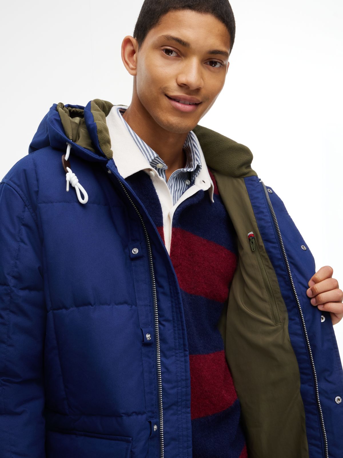 Water-Repellent Puffer Parka — Preppy Navy