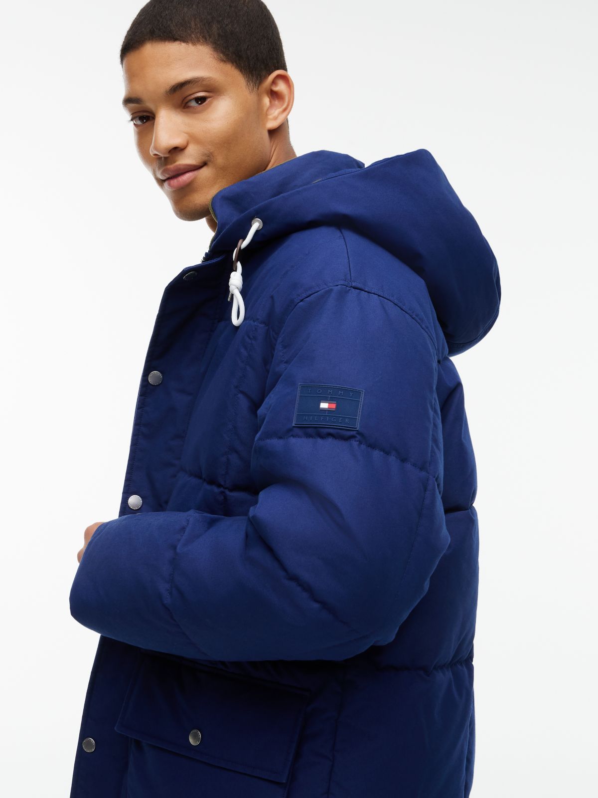 Water-Repellent Puffer Parka — Preppy Navy
