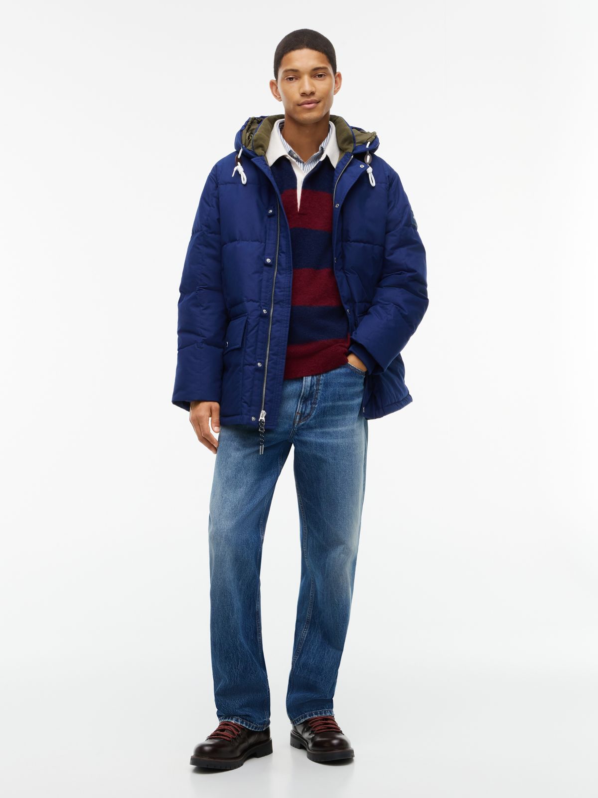 Water-Repellent Puffer Parka — Preppy Navy