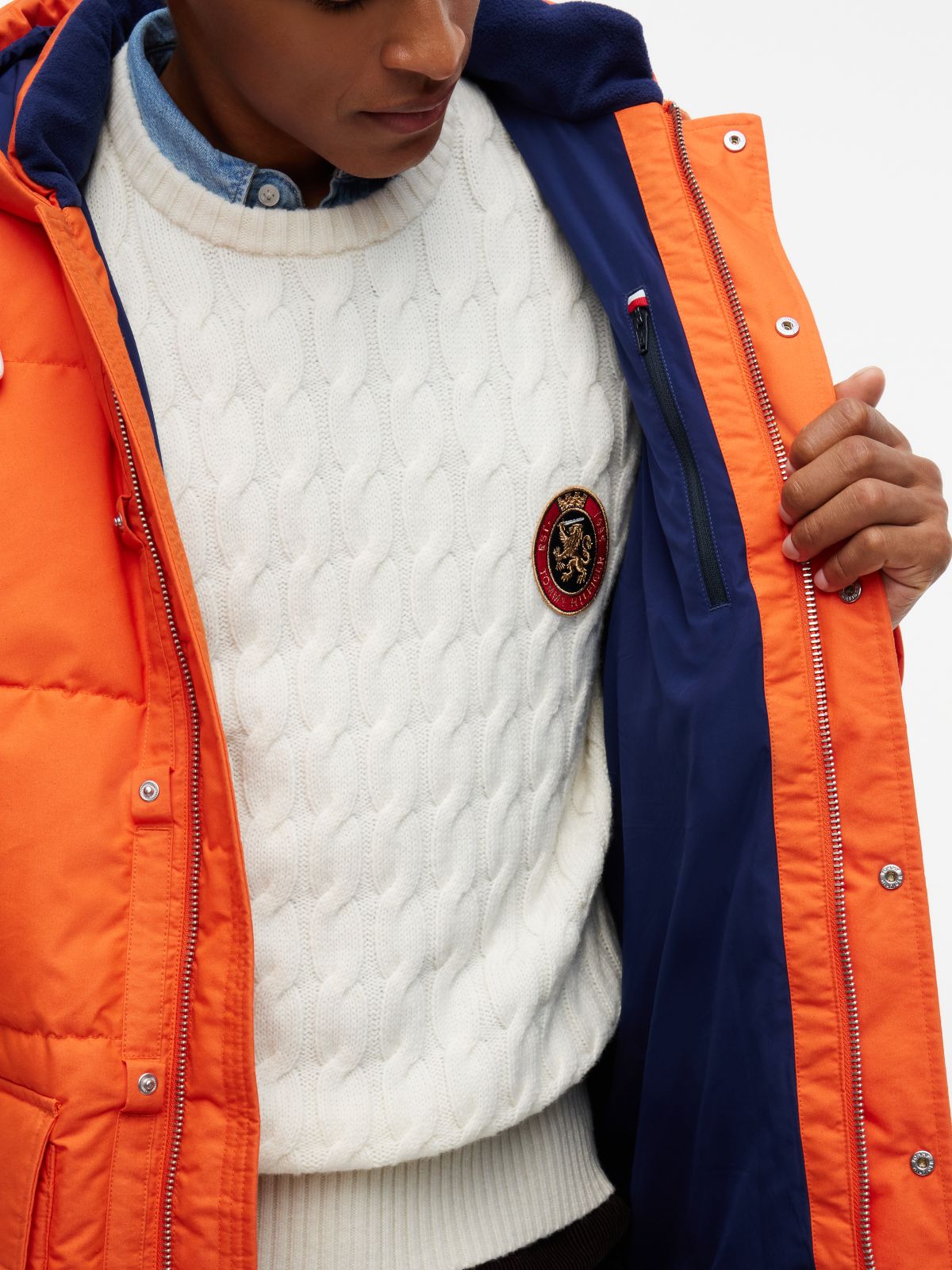 Water-Repellent Puffer Parka — Brilliant Orange