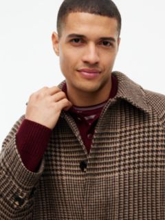 Houndstooth Check Wool-Blend Coat — Dark Coffee 2