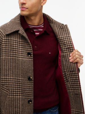 Мужское пальто Tommy Hilfiger Houndstooth Check Wool-Blend, цвет: Тёмный кофейный — фото 3