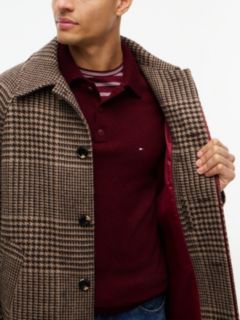Houndstooth Check Wool-Blend Coat — Dark Coffee 3