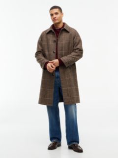 Houndstooth Check Wool-Blend Coat — Dark Coffee 1