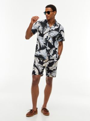 Мужские рубашки Tommy Hilfiger Regular Fit Leaf Linen-Blend Camp Shirt — фото 2