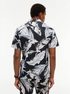 Мужские рубашки Tommy Hilfiger Regular Fit Leaf Linen-Blend Camp Shirt — фото 4