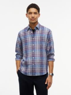 Regular Fit Plaid Linen-Blend Shirt — Multi 1
