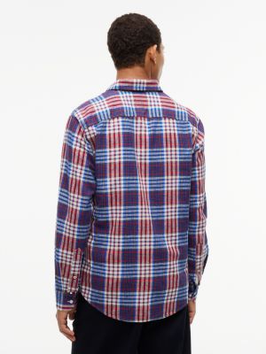 Мужская рубашка Tommy Hilfiger Regular Fit Plaid Linen-Blend, цвет: Карбоновый тёмно-синий клетчатый — фото 4