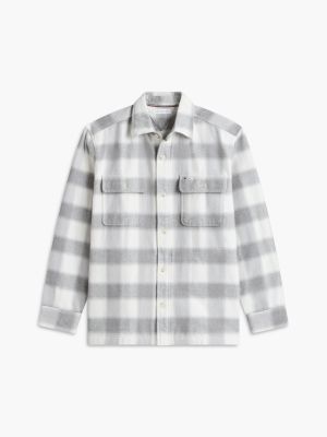 Мужская куртка Tommy Hilfiger Relaxed Fit Check Flannel Shirt Jacket, цвет: Серый клетчатый — фото 5