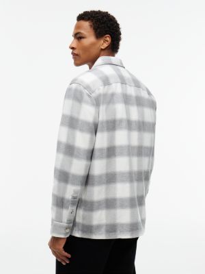 Мужская куртка Tommy Hilfiger Relaxed Fit Check Flannel Shirt Jacket, цвет: Серый клетчатый — фото 4
