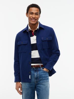 Regular Fit Flannel Shirt Jacket, Preppy Navy