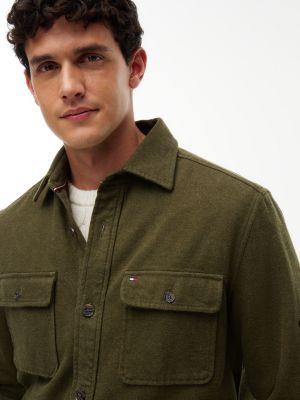 Мужская куртка Tommy Hilfiger Regular Fit Flannel Shirt Jacket, цвет: Зелёный — фото 3