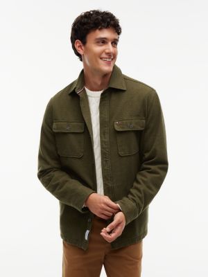 Regular Fit Flannel Shirt Jacket, Huntsman Green