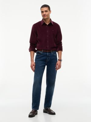 Мужская рубашка Tommy Hilfiger Regular Fit Stretch Corduroy, цвет: Глубокий бордовый — фото 2
