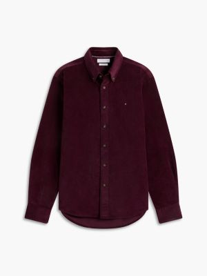 Мужская рубашка Tommy Hilfiger Regular Fit Stretch Corduroy, цвет: Глубокий бордовый — фото 5