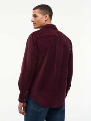 Мужская рубашка Tommy Hilfiger Regular Fit Stretch Corduroy, цвет: Глубокий бордовый — фото 4
