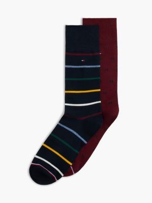 Stripe & Monogram Trouser Sock 2-Pack, Navy Blue