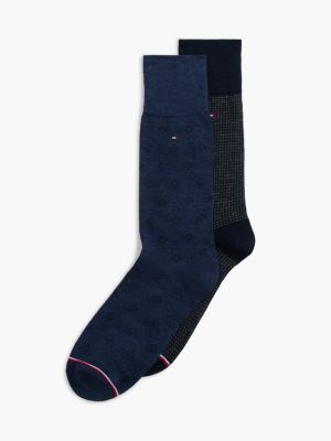 Mixed Print Trouser Sock 2-Pack, Navy Blue