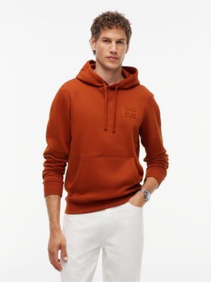 Embroidered Flag Brushed-Back Hoodie, Cinnamon Russet