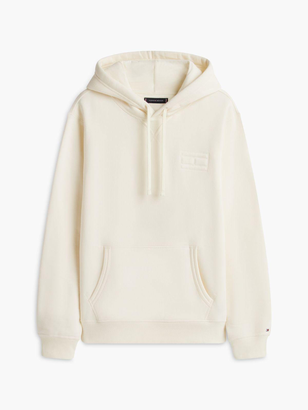 Embroidered Flag Brushed-Back Hoodie — Rich Cream