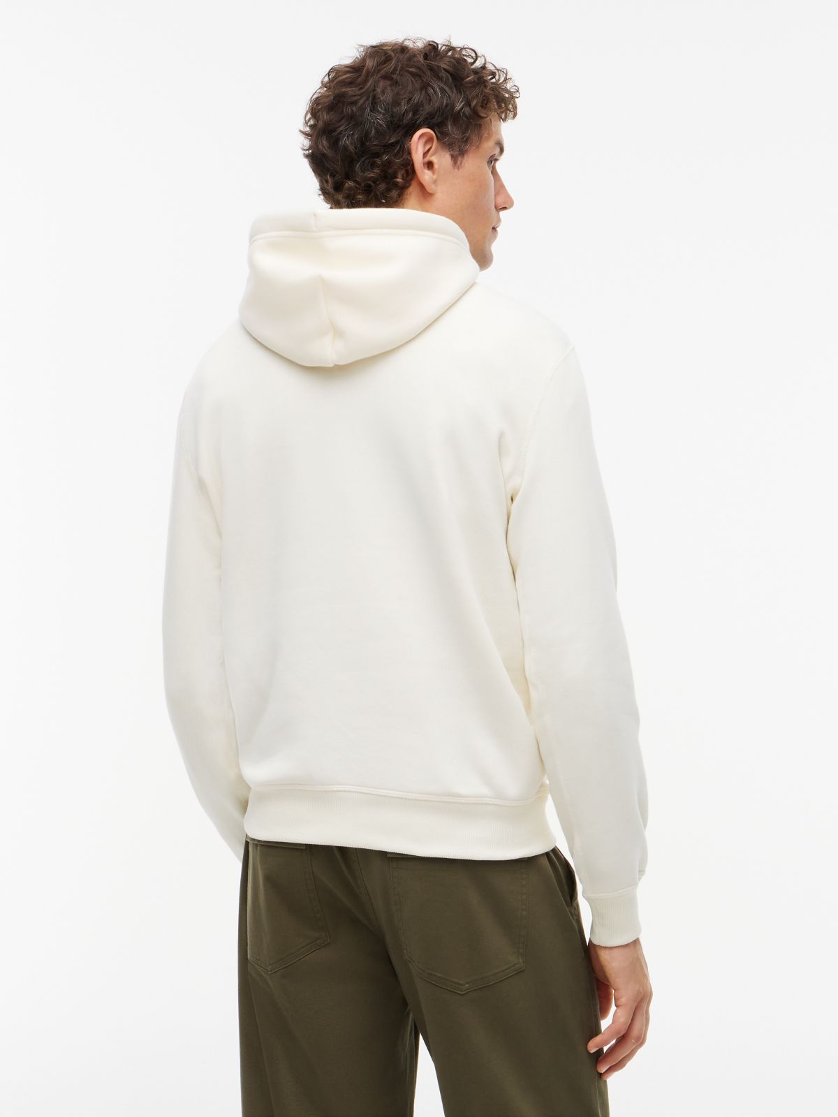 Embroidered Flag Brushed-Back Hoodie — Rich Cream