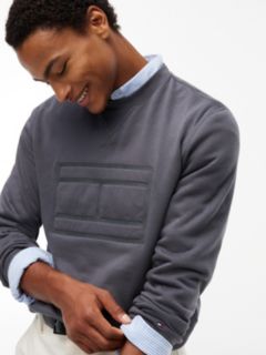 Embroidered Flag Brushed-Back Sweatshirt — Washed Black 3