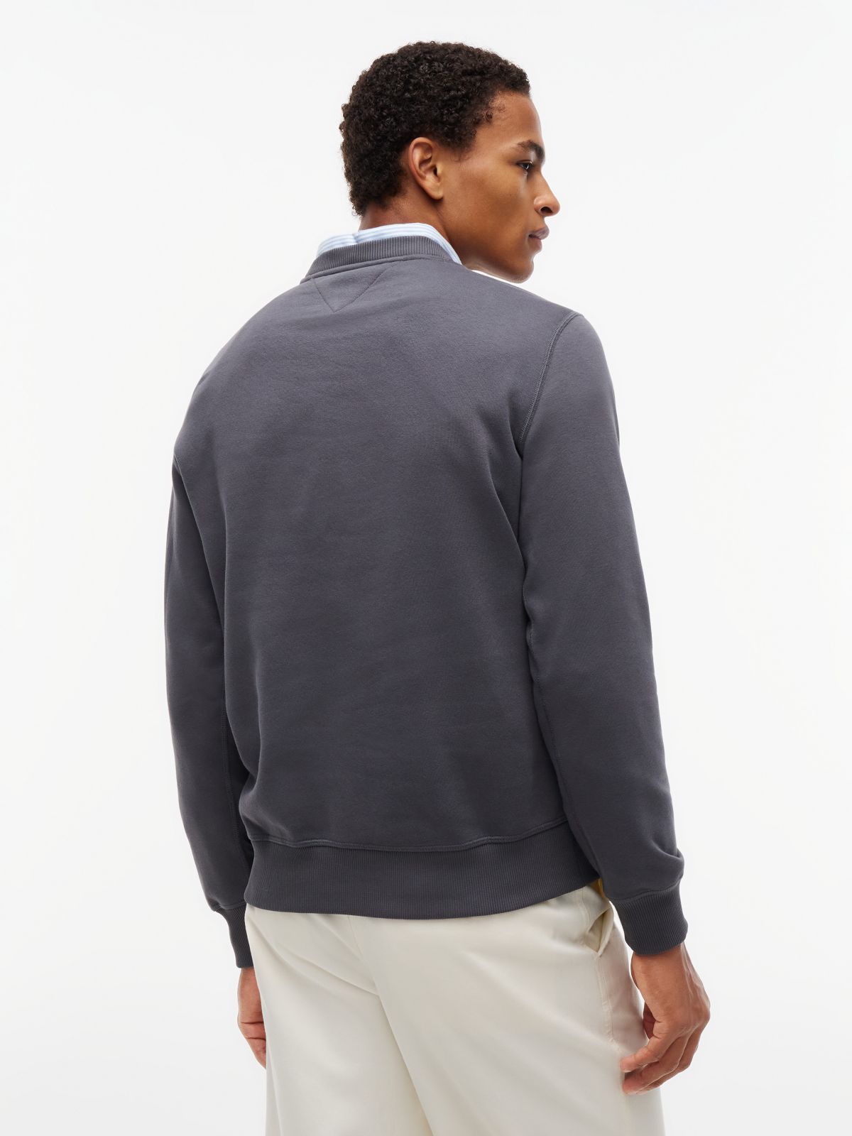 Embroidered Flag Brushed-Back Sweatshirt — Washed Black