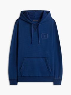 Embroidered Flag Logo Indigo-Dyed Hoodie — Dark Indigo 5