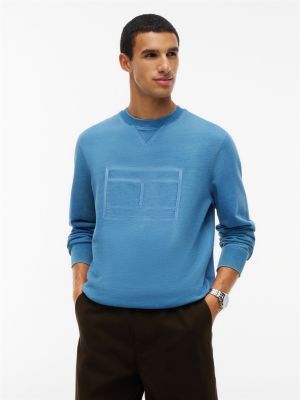Flag Logo Indigo-Dyed Sweatshirt, Light Denim